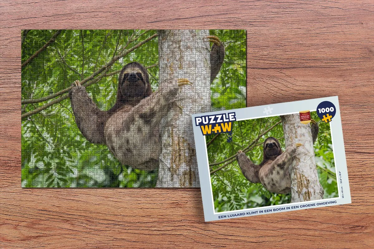 PuzzleWow Legpuzzel Een luiaard klimt in een boom