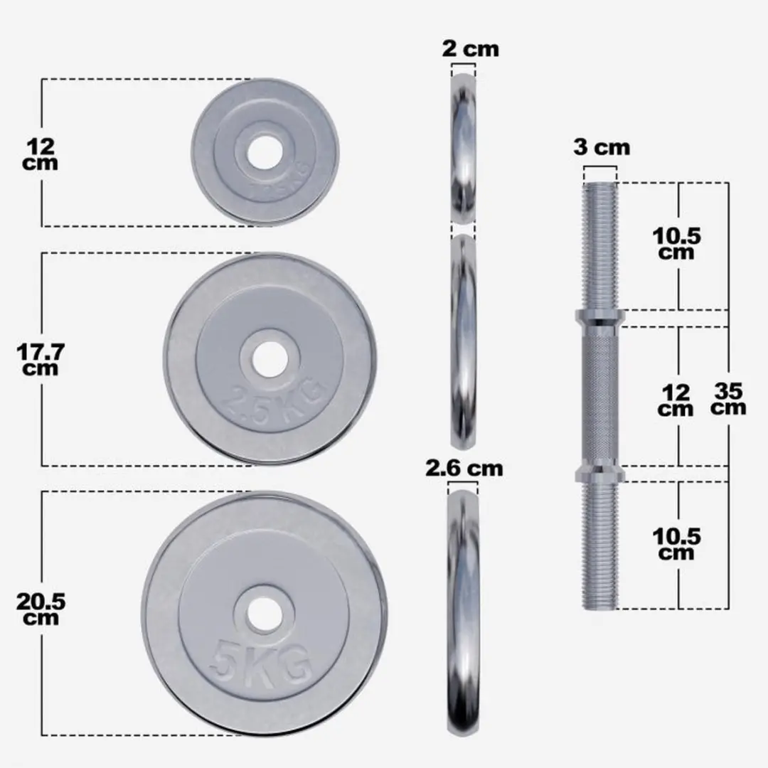 Gorilla Sports Halterset 30kg - 16 Stuks - Chroom - 30mm