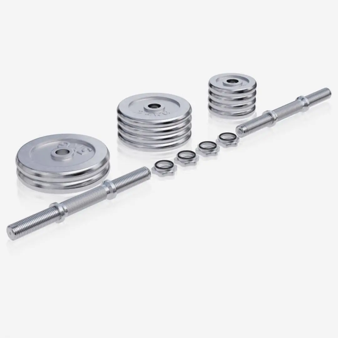 Gorilla Sports Halterset 30kg - 16 Stuks - Chroom - 30mm