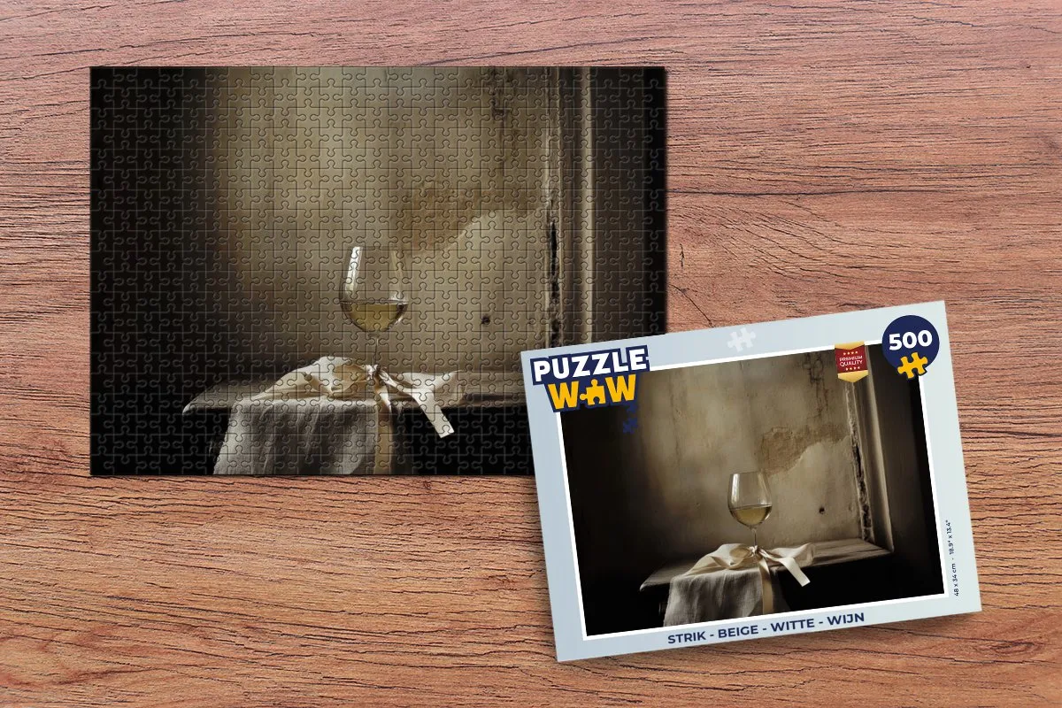 PuzzleWow Strik Legpuzzel 500 Stuks - Beige/Witte/Wijn