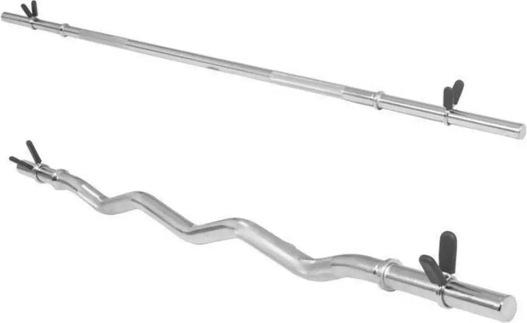 Gorilla Sports Lange Halterstang + EZ Curl Stang 30/31mm