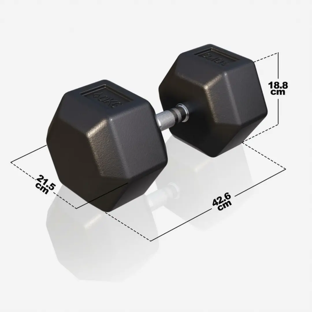 Gorilla Sports Dumbbell 40kg - Gietijzer - Hexagon - Zwart