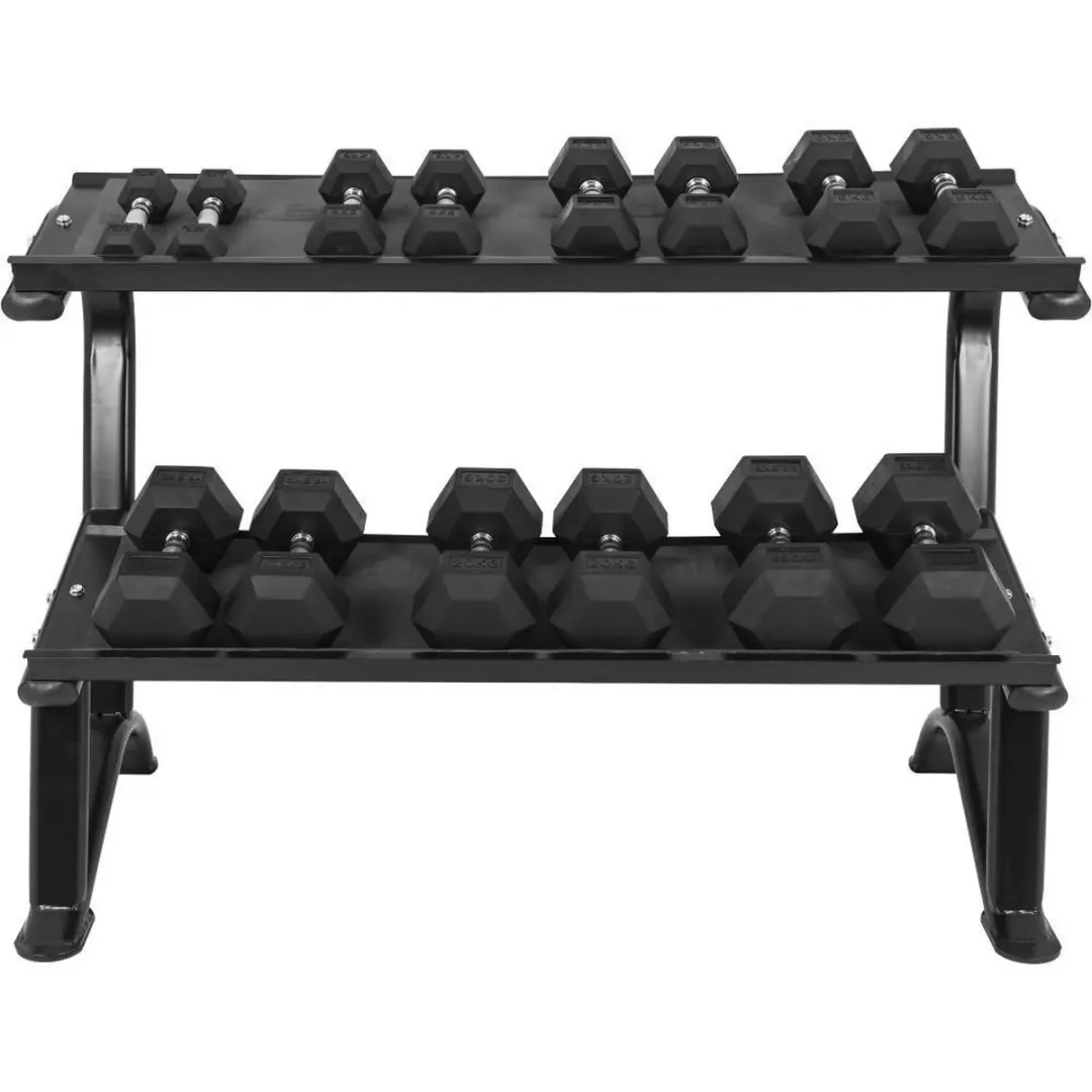 Gorilla Sports Halterrek Hexagon Staal - 14 Halters - Zwart