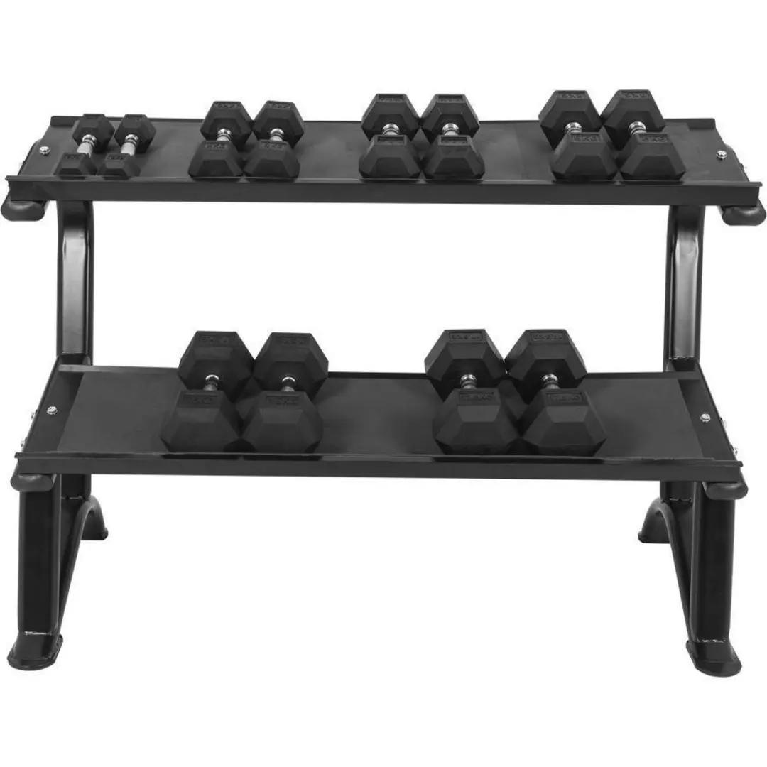 Gorilla Sports Halterrek Hexagon Staal - 14 Halters - Zwart