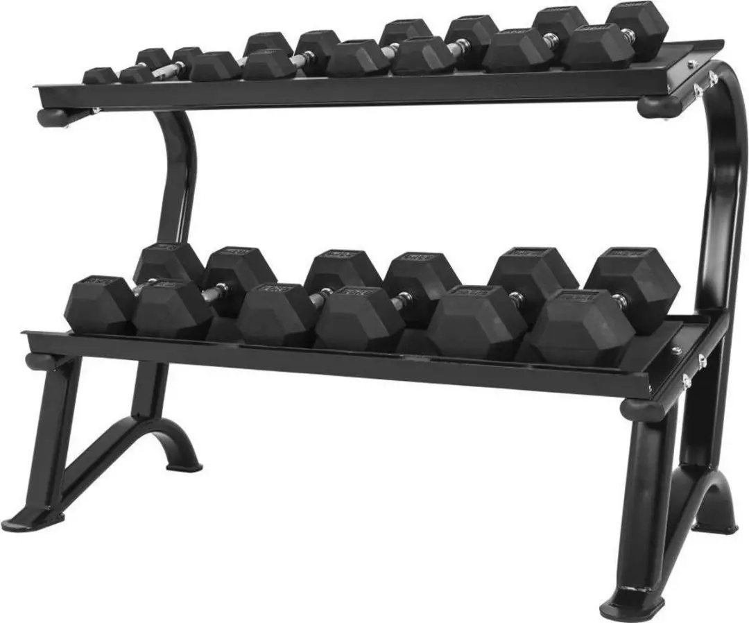 Gorilla Sports Halterrek Hexagon Staal - 14 Halters - Zwart