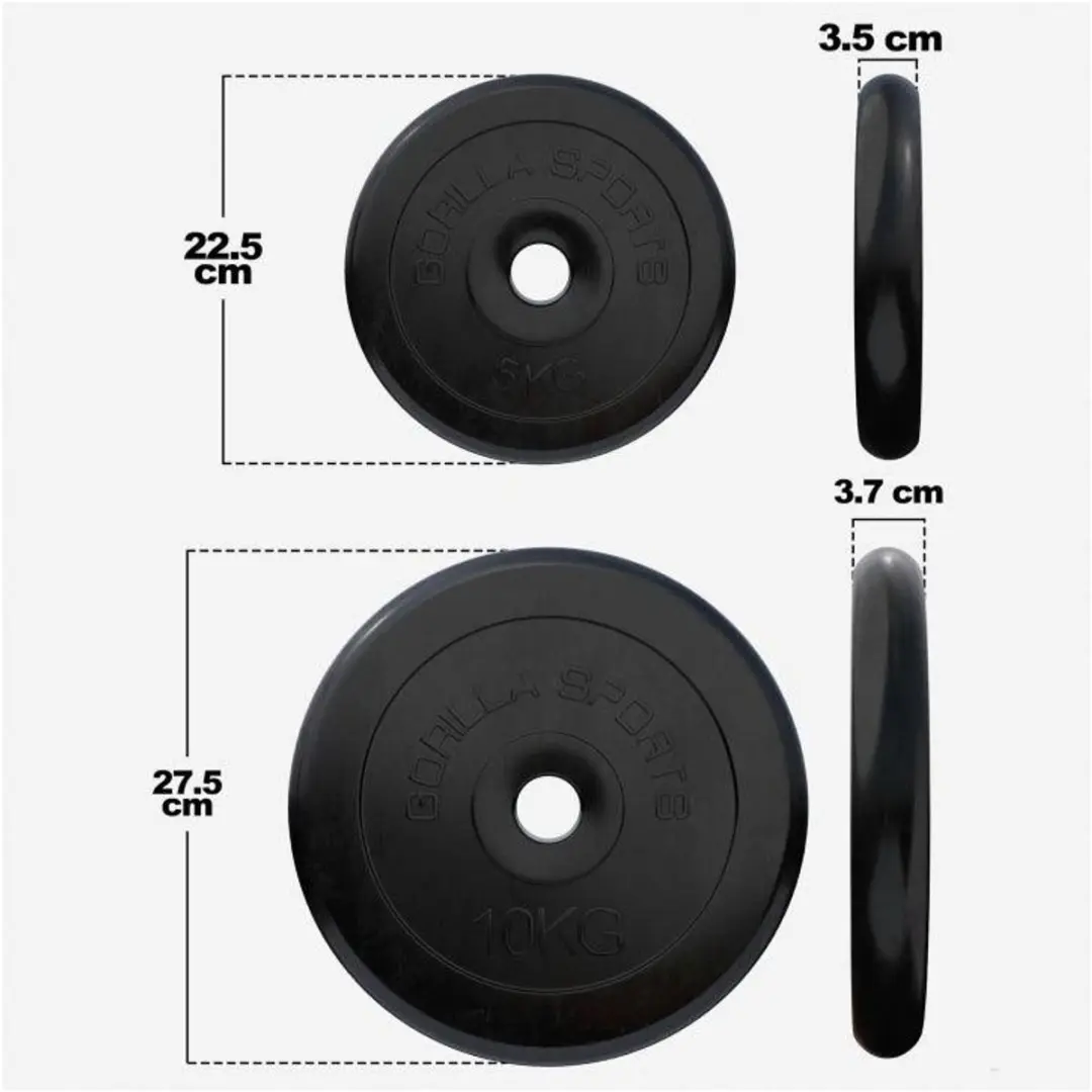 Gorilla Sports Halterschijven 30mm Set - 2x5kg & 2x10kg - Zwart