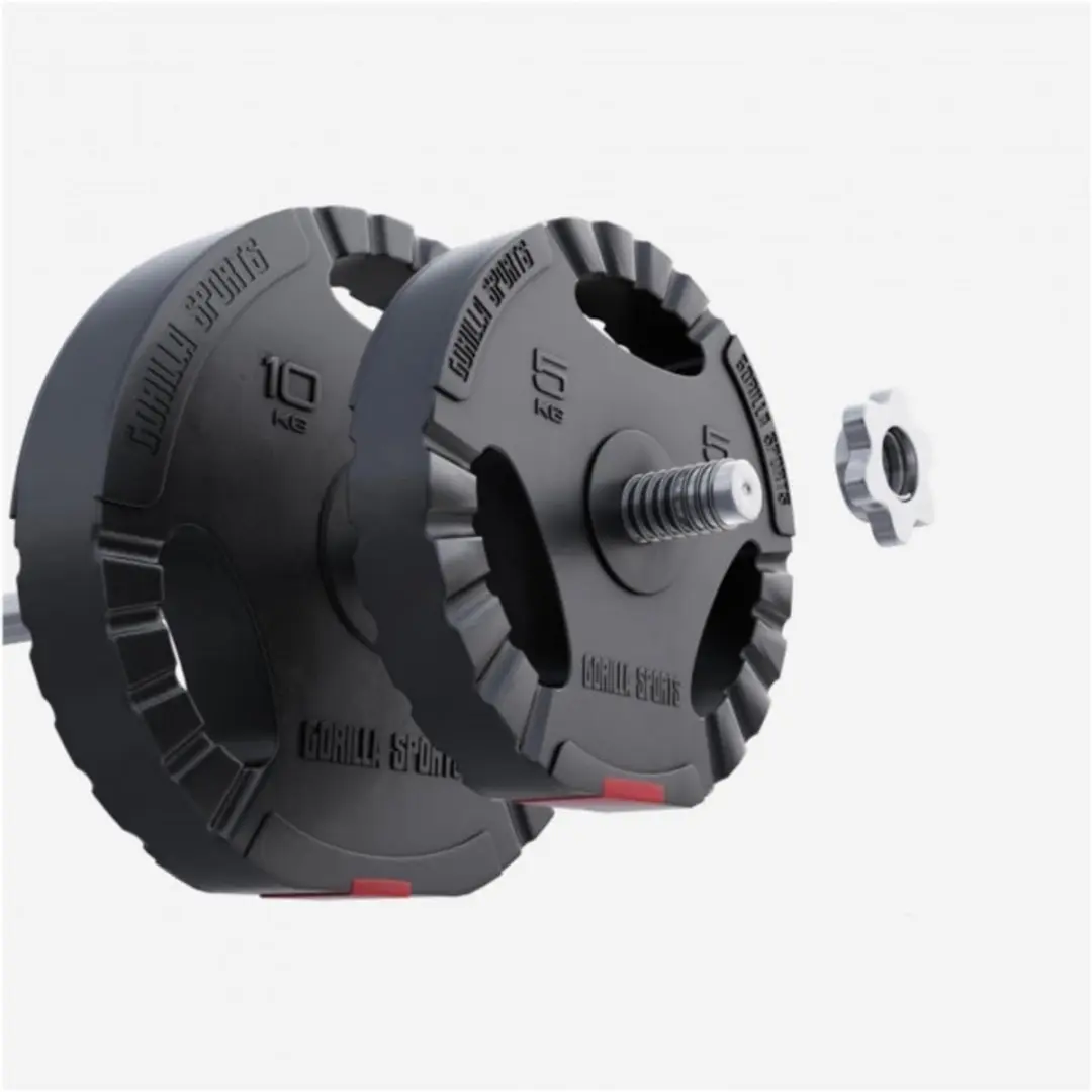 Gorilla Sports Halterschijven 30mm - 2x5kg + 2x10kg - Zwart