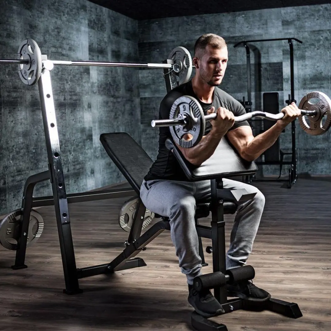 Gorilla Sports Halterbank met Squat Rack - 6 standen - Zwart