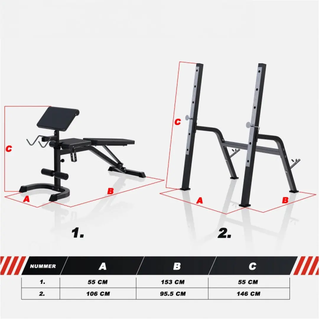 Gorilla Sports Halterbank met Squat Rack - 6 standen - Zwart - afbeelding 6 van 6