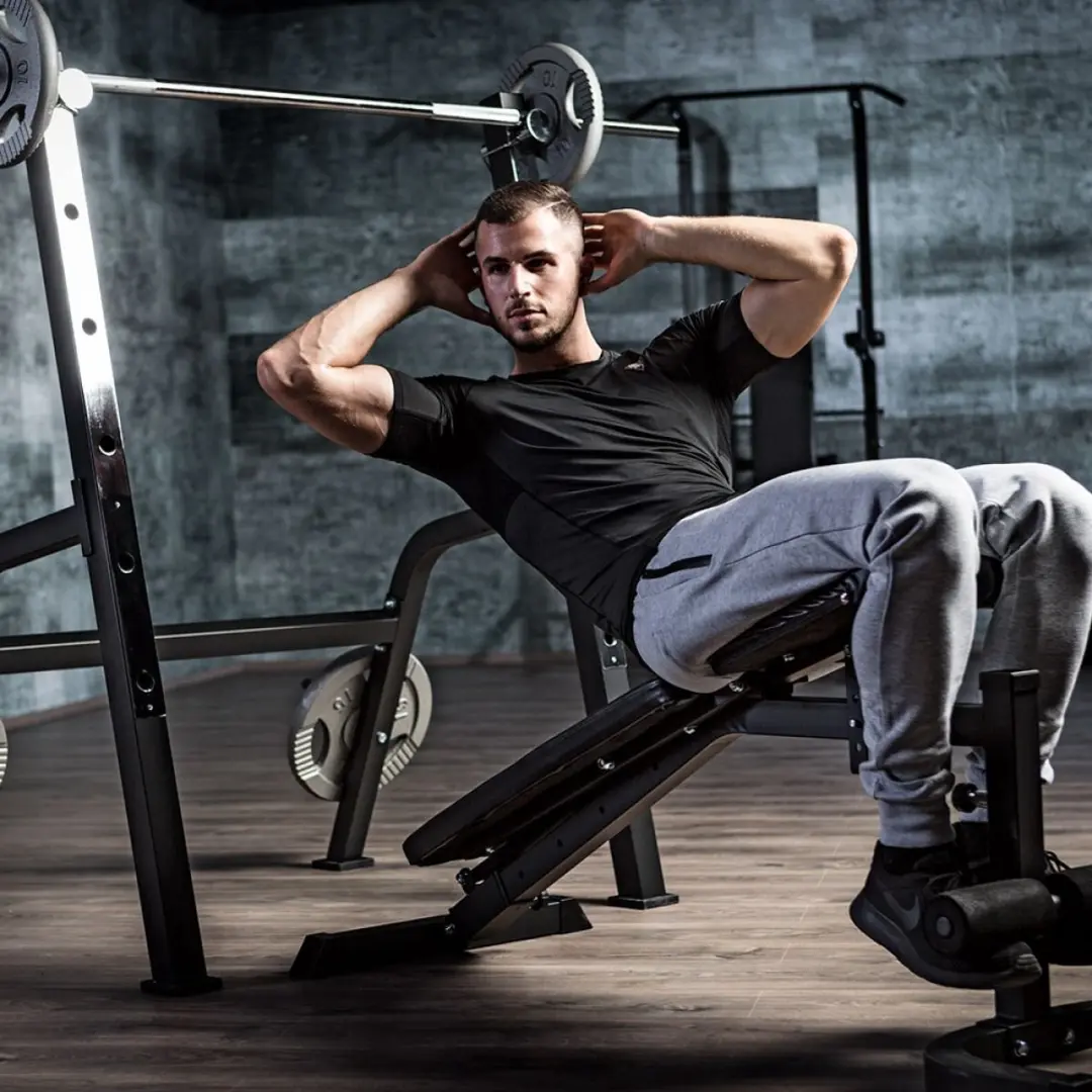 Gorilla Sports Halterbank met Squat Rack - 6 standen - Zwart