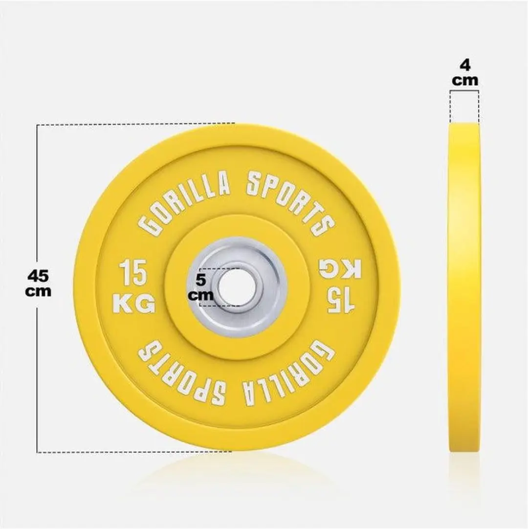 Gorilla Sports Bumper Plate 15kg - 50mm - Geel