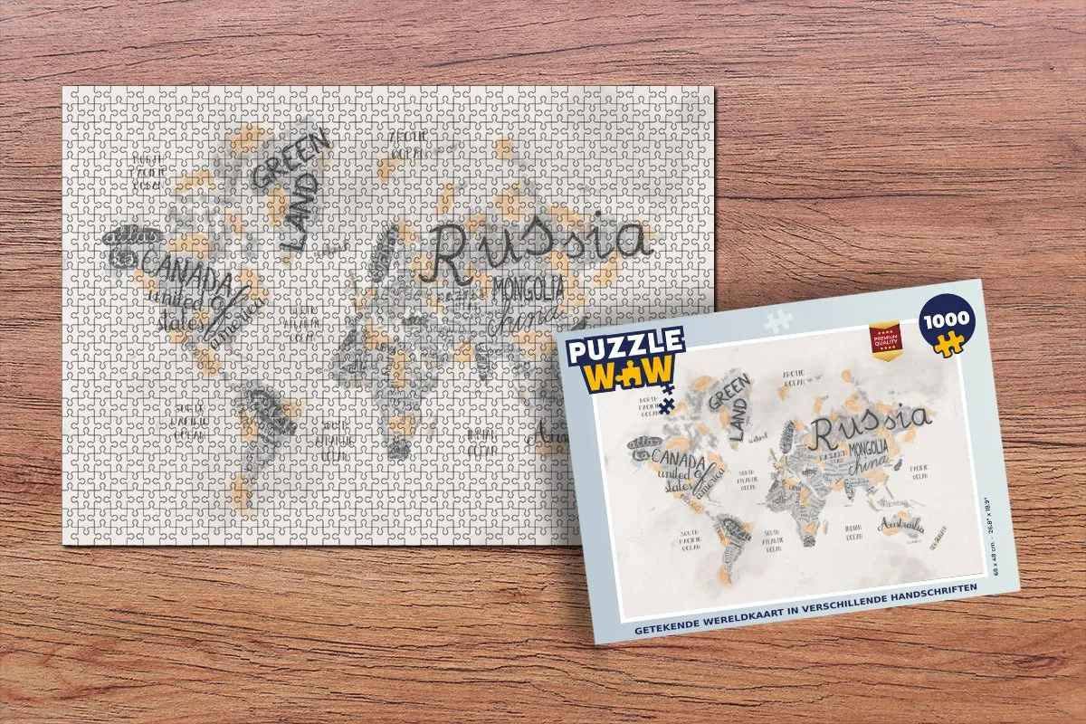 PuzzleWow Wereldkaart Letters Legpuzzel 1000 Stuks