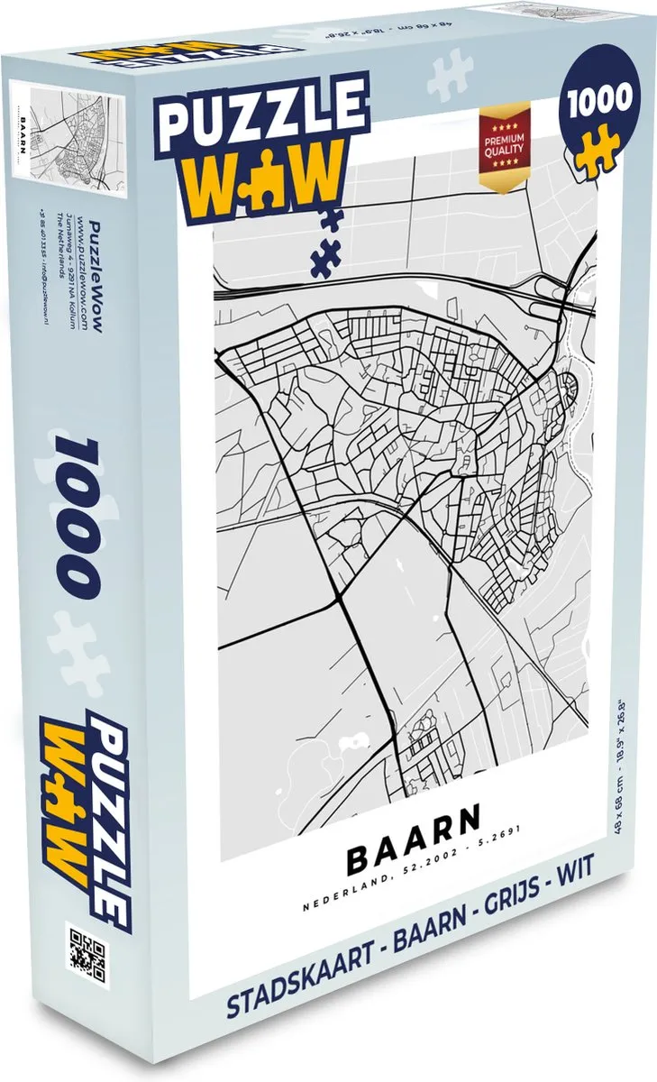 PuzzleWow Stadskaart Baarn Legpuzzel 1000 Stuks