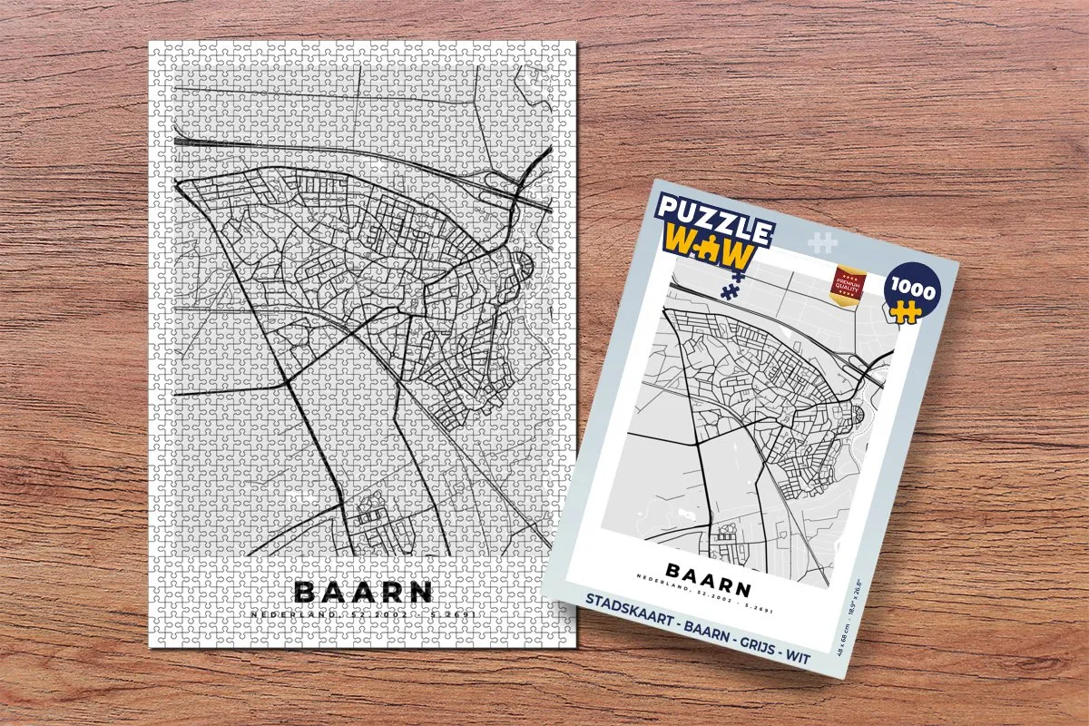 PuzzleWow Stadskaart Baarn Legpuzzel 1000 Stuks - Multicolor