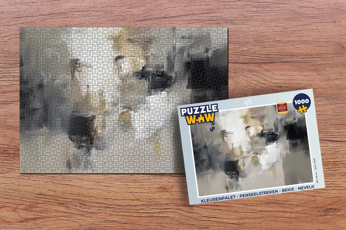 PuzzleWow Kleurenpalet Penseelstreken Beige - 1000 Stuks