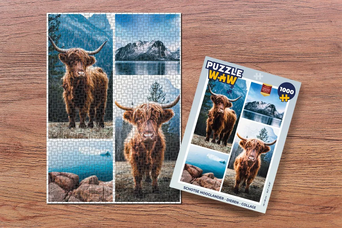 PuzzleWow Schotse Hooglander Legpuzzel 1000 Stuks - Multicolor