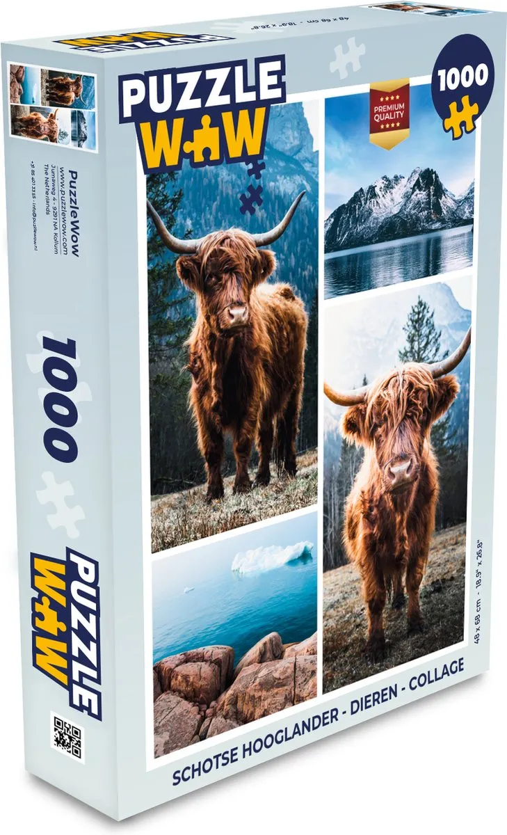 PuzzleWow Schotse Hooglander Legpuzzel 1000 Stuks