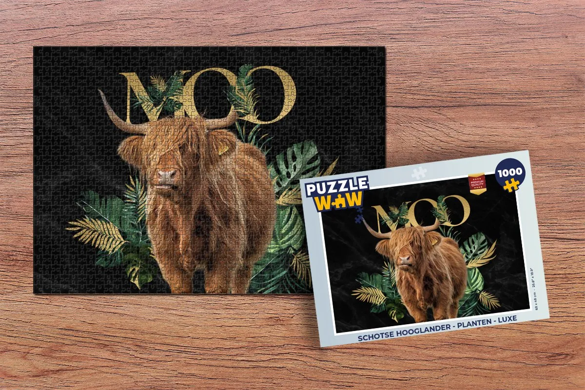 PuzzleWow Schotse Hooglander Legpuzzel 1000 Stuks - Multicolor