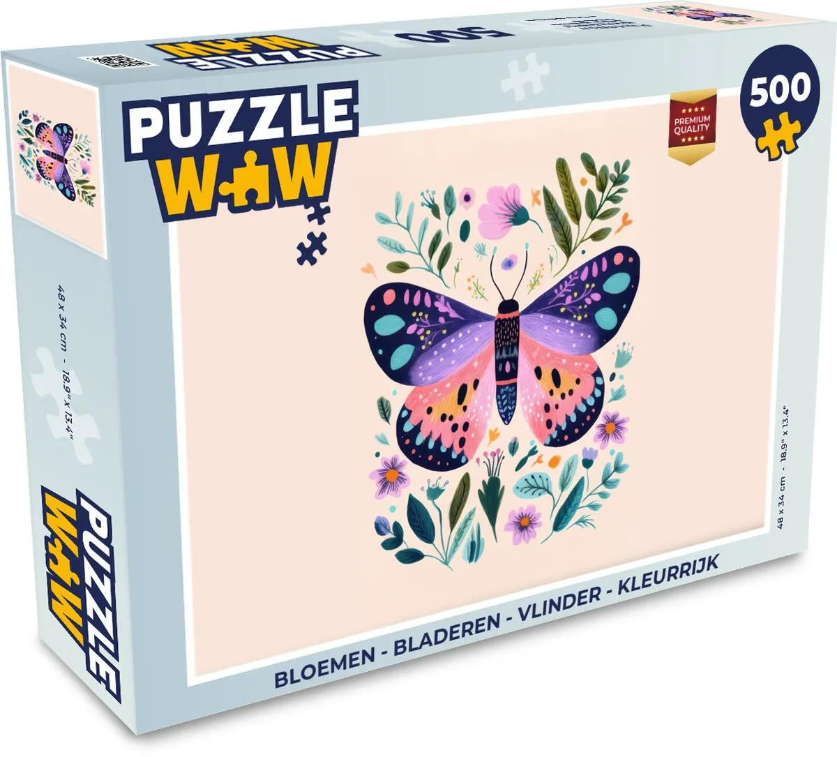 PuzzleWow Vlinder Bloemen Legpuzzel 500 Stuks