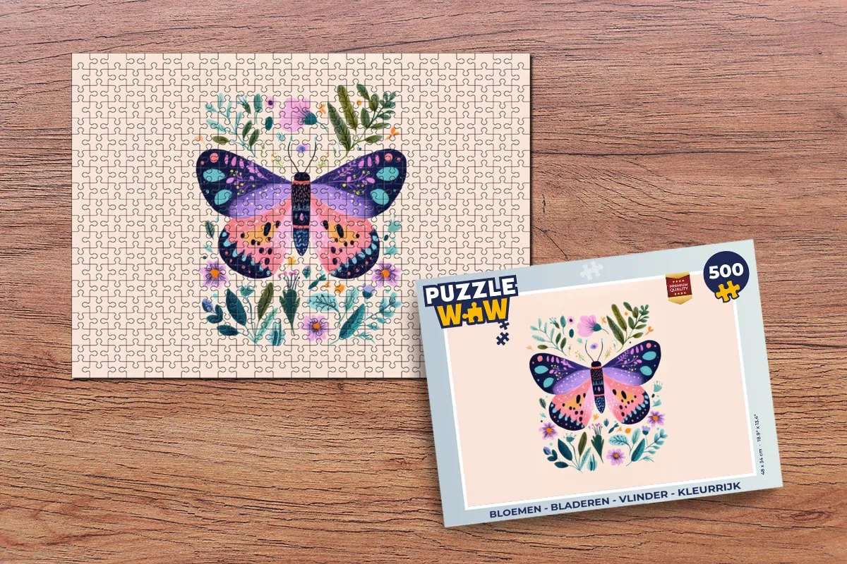 PuzzleWow Vlinder Bloemen Legpuzzel 500 Stuks