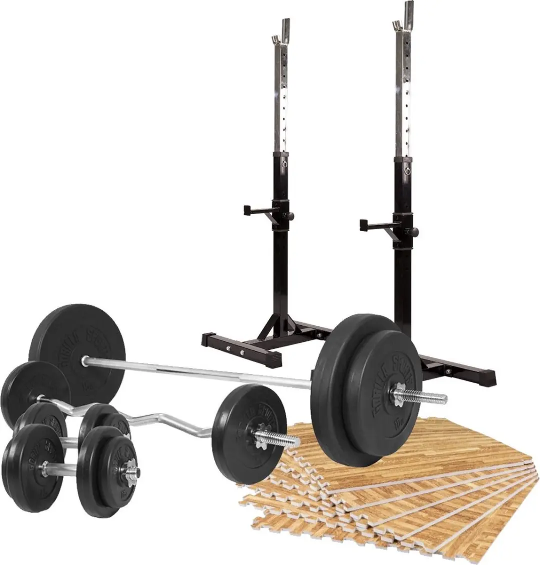 Gorilla Sports Squat/Bankdruksteunen Halterset 100kg