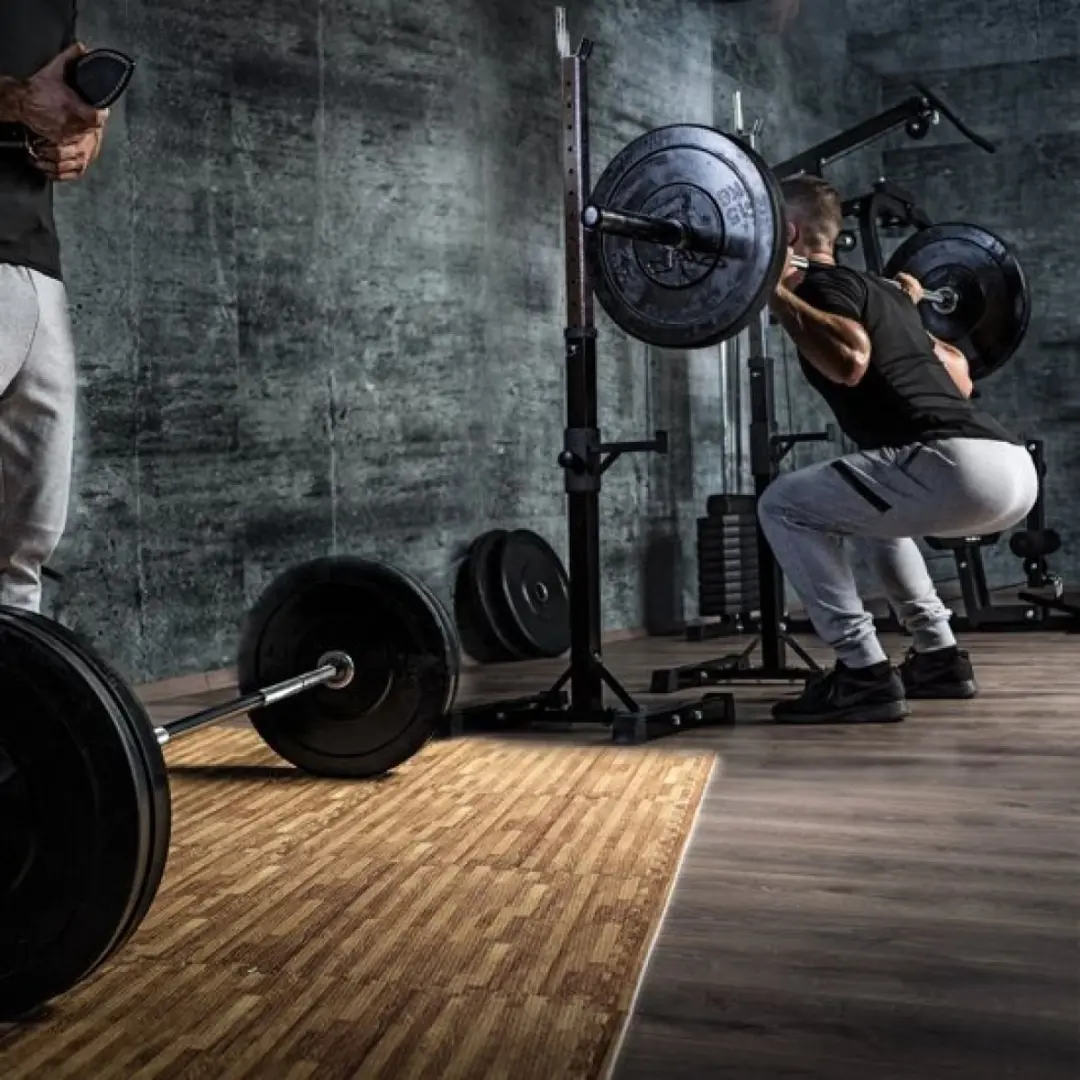 Gorilla Sports Squat/Bankdruksteunen Halterset 100kg - Hout/Zwart
