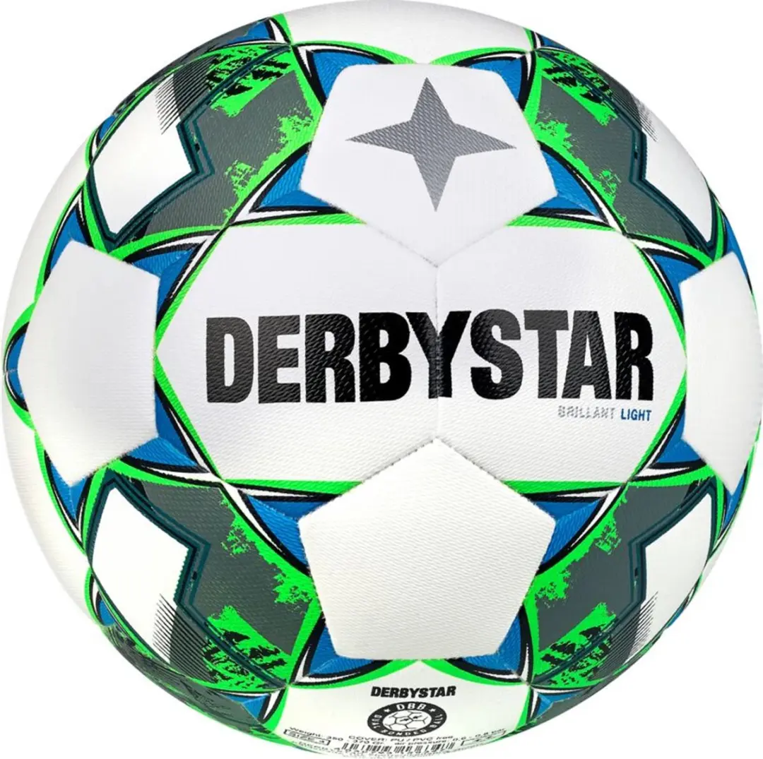 Derbystar Brilliant TT Light Voetbal Maat 5 - Wit/Blauw/ Groen