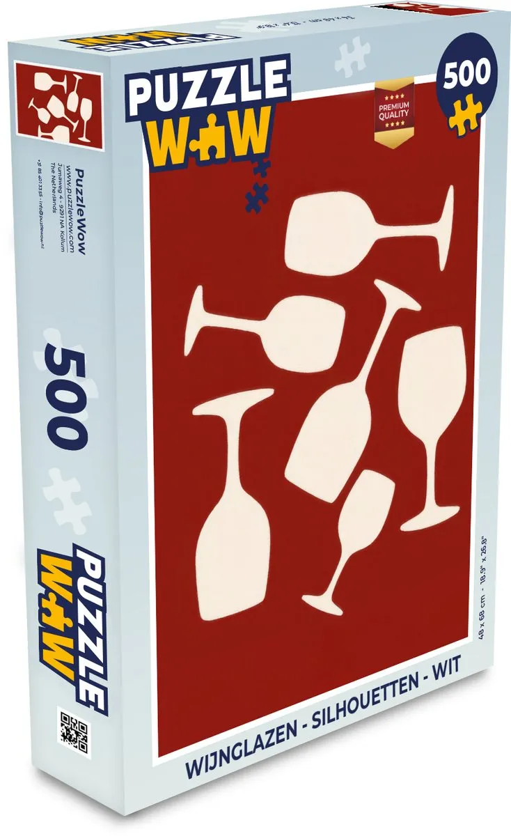PuzzleWow Wijnglazen Silhouetten Legpuzzel 500 Stuks