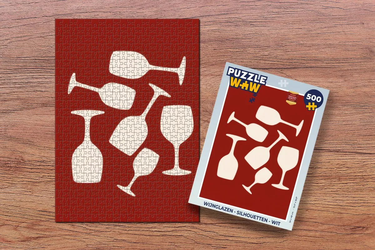 PuzzleWow Wijnglazen Silhouetten Legpuzzel 500 Stuks - Wit