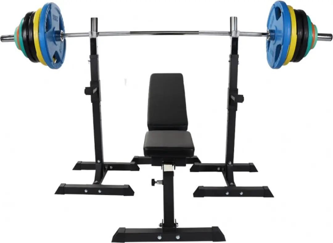 Gorilla Sports Fitnessbank met Halterset 150kg - Multicolor