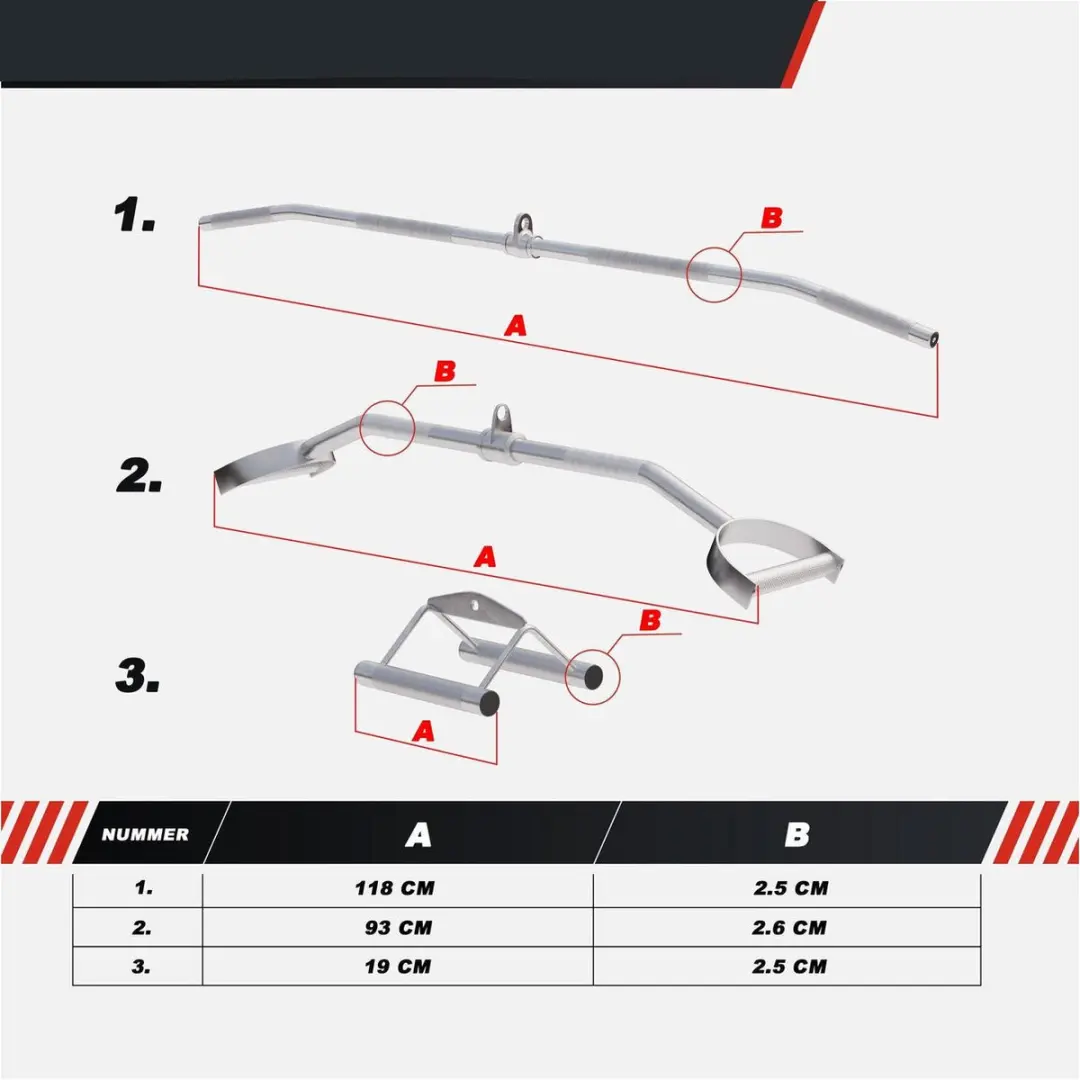 Gorilla Sports Trainingsgrepen Set - 3-delig - Chroom
