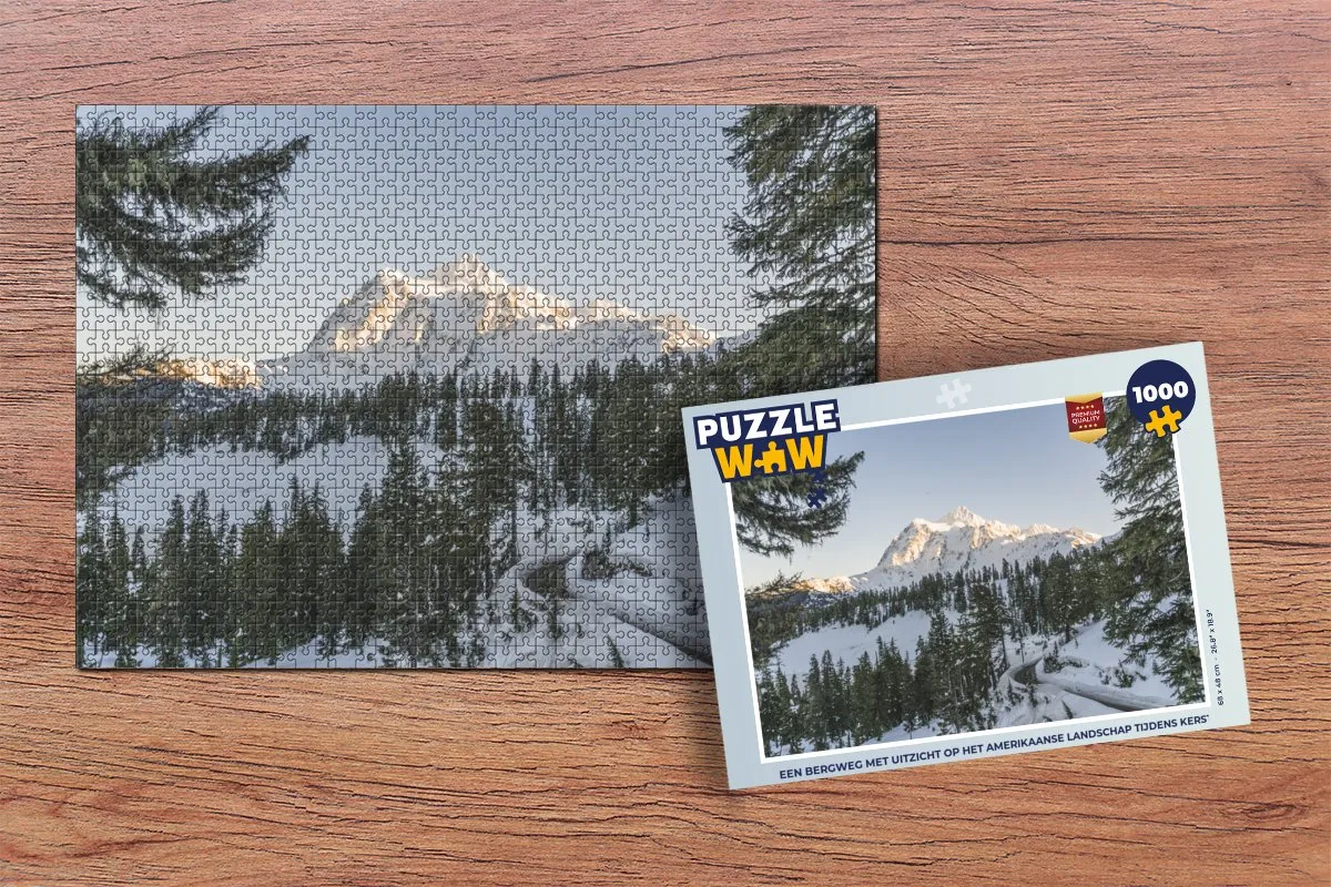 PuzzleWow Legpuzzel Een Bergweg Kerst 1000 Stuks - Multicolor