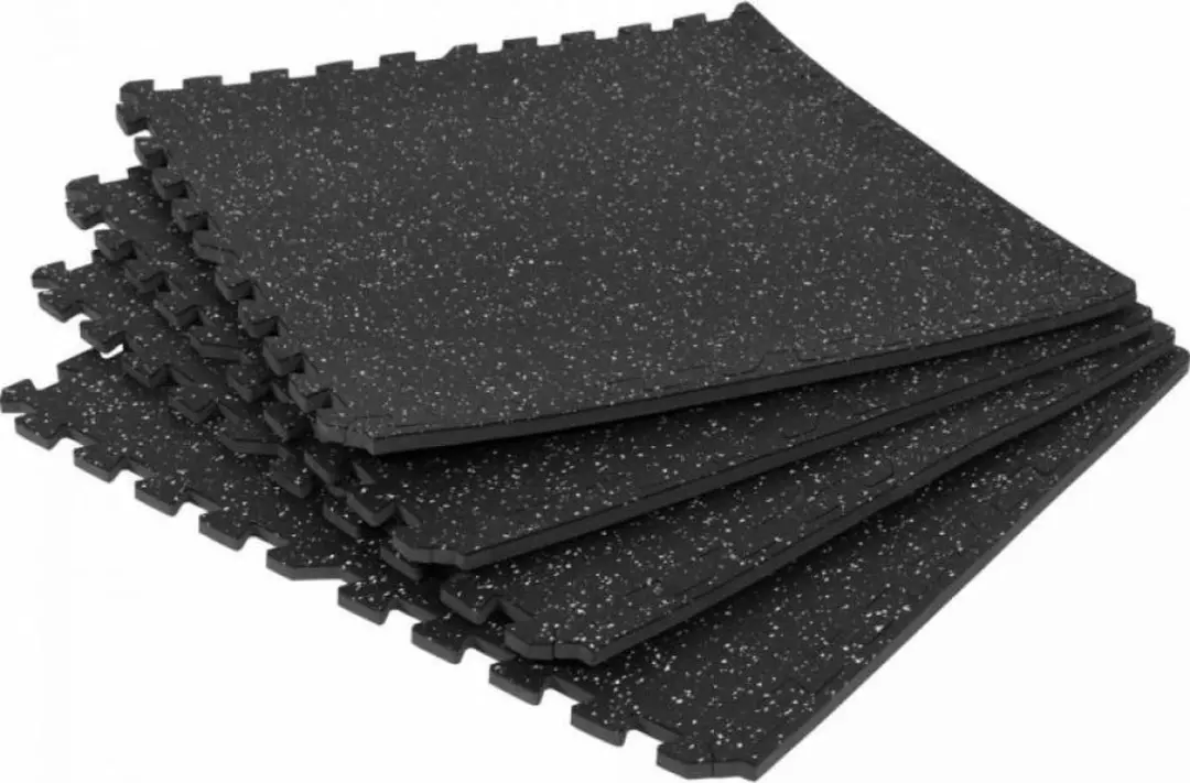 Gorilla Sports Vloermatten Rubber Puzzelmat - 4 matten + 8 eindstukken - Zwart/Blauw