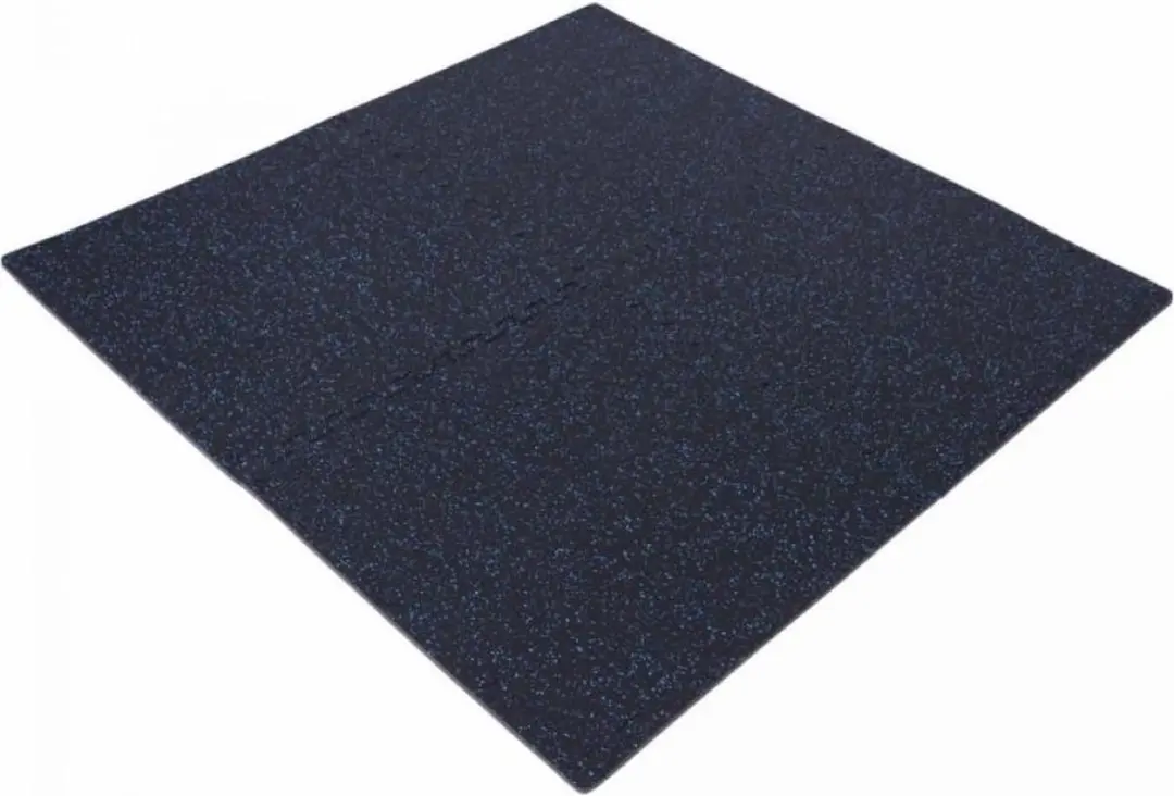 Gorilla Sports Vloermatten Rubber Puzzelmat - 4 matten + 8 eindstukken - Zwart/Blauw