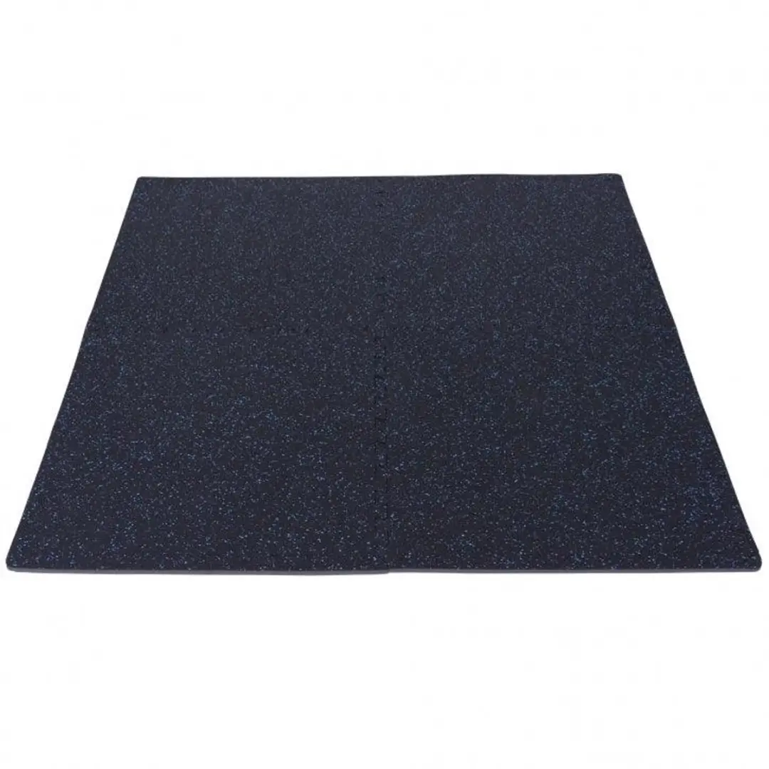 Gorilla Sports Vloermatten Rubber Puzzelmat - 4 matten + 8 eindstukken - Zwart/Blauw - afbeelding 6 van 6