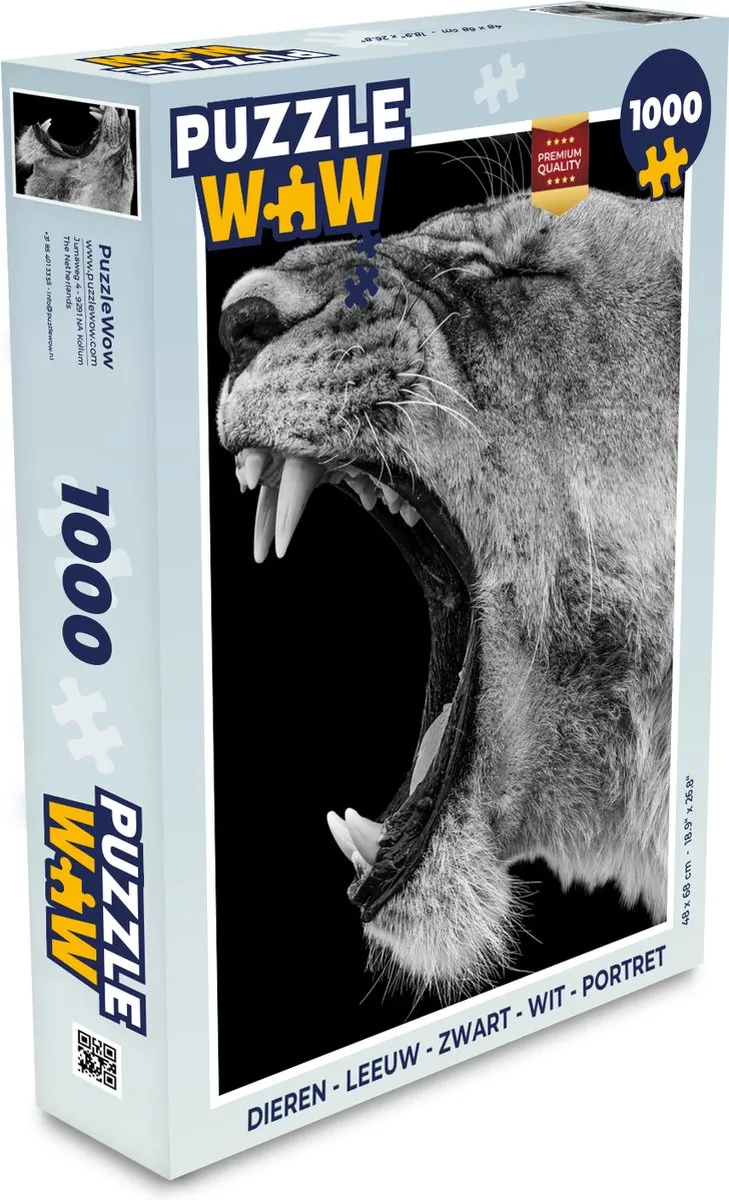 PuzzleWow Dieren Portret Legpuzzel 1000 Stuks - Multicolor