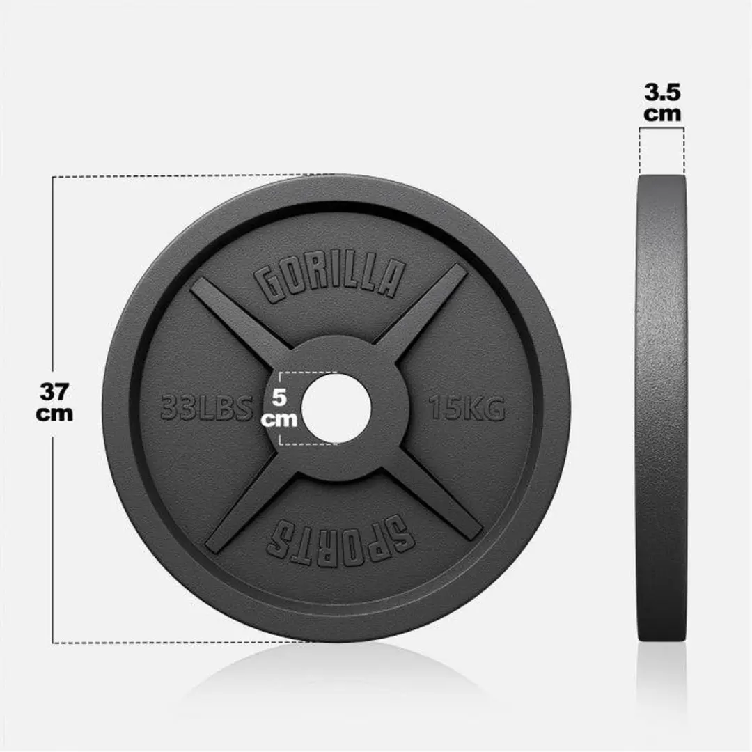 Gorilla Sports Halterschijf Olympisch 50mm Gietijzer 15kg