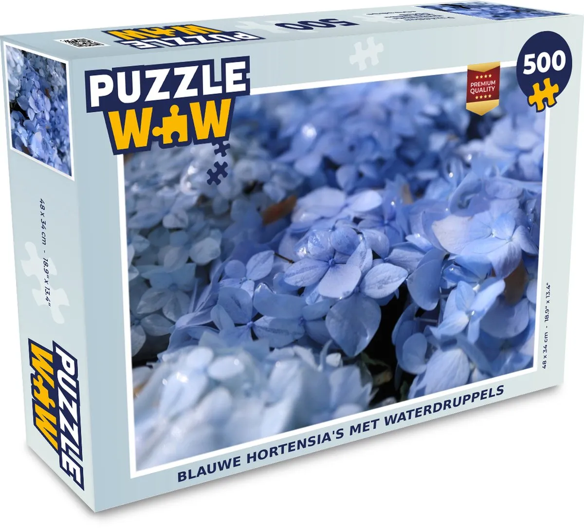 PuzzleWow Legpuzzel Blauwe Hortensia's 500 Stuks