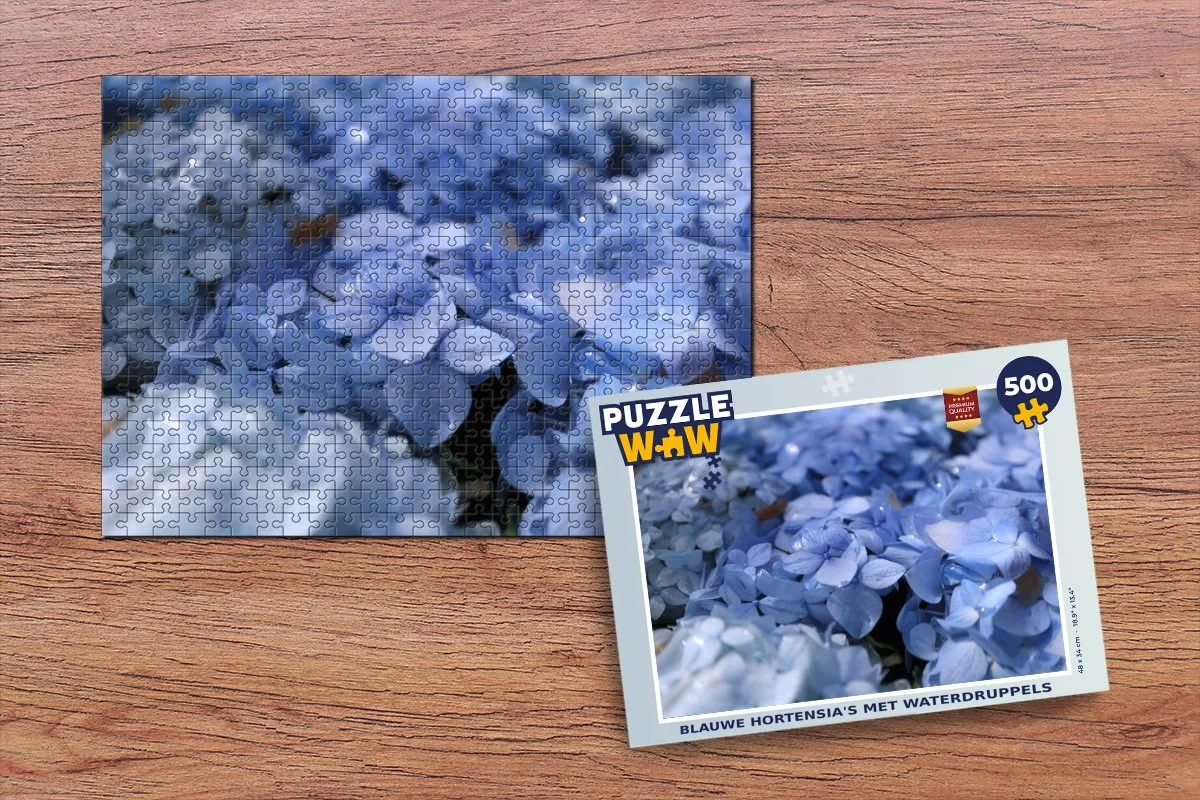 PuzzleWow Legpuzzel Blauwe Hortensia's 500 Stuks - Multicolor