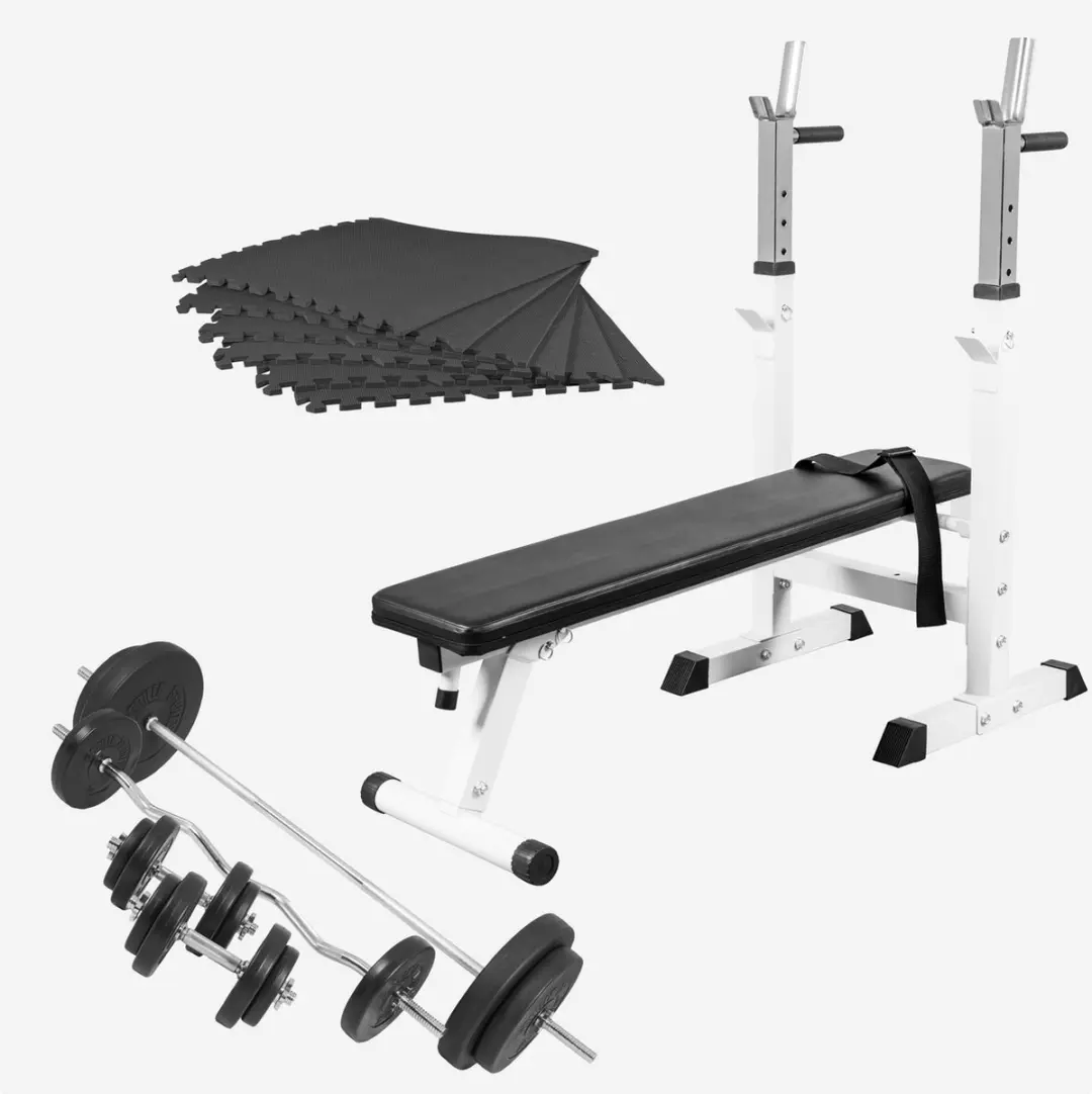 Gorilla Sports Halterbank 100kg - Wit - Verstelbaar