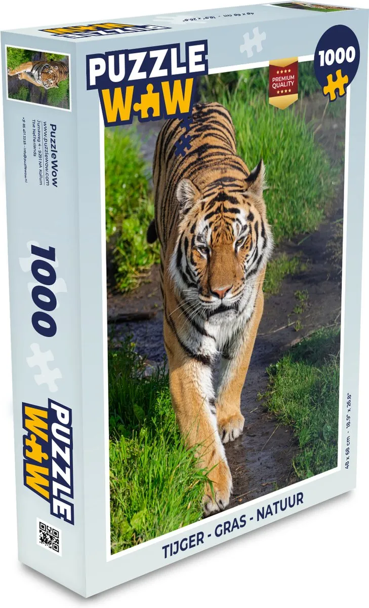 PuzzleWow Tijger Gras Dieren Legpuzzel 1000 Stuks