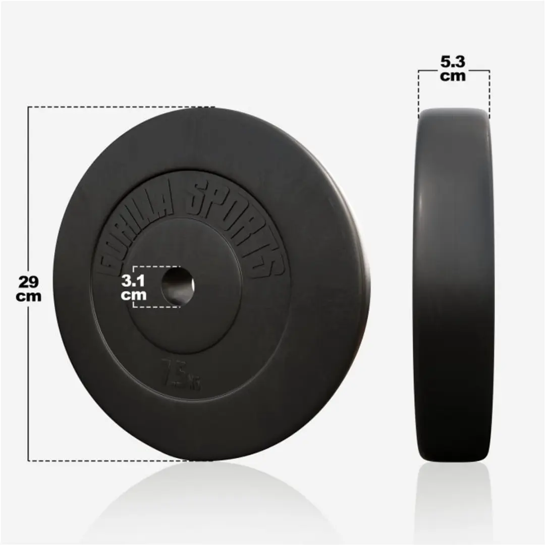 Gorilla Sports Halterschijf 30mm Kunststof 7,5 kg - Zwart