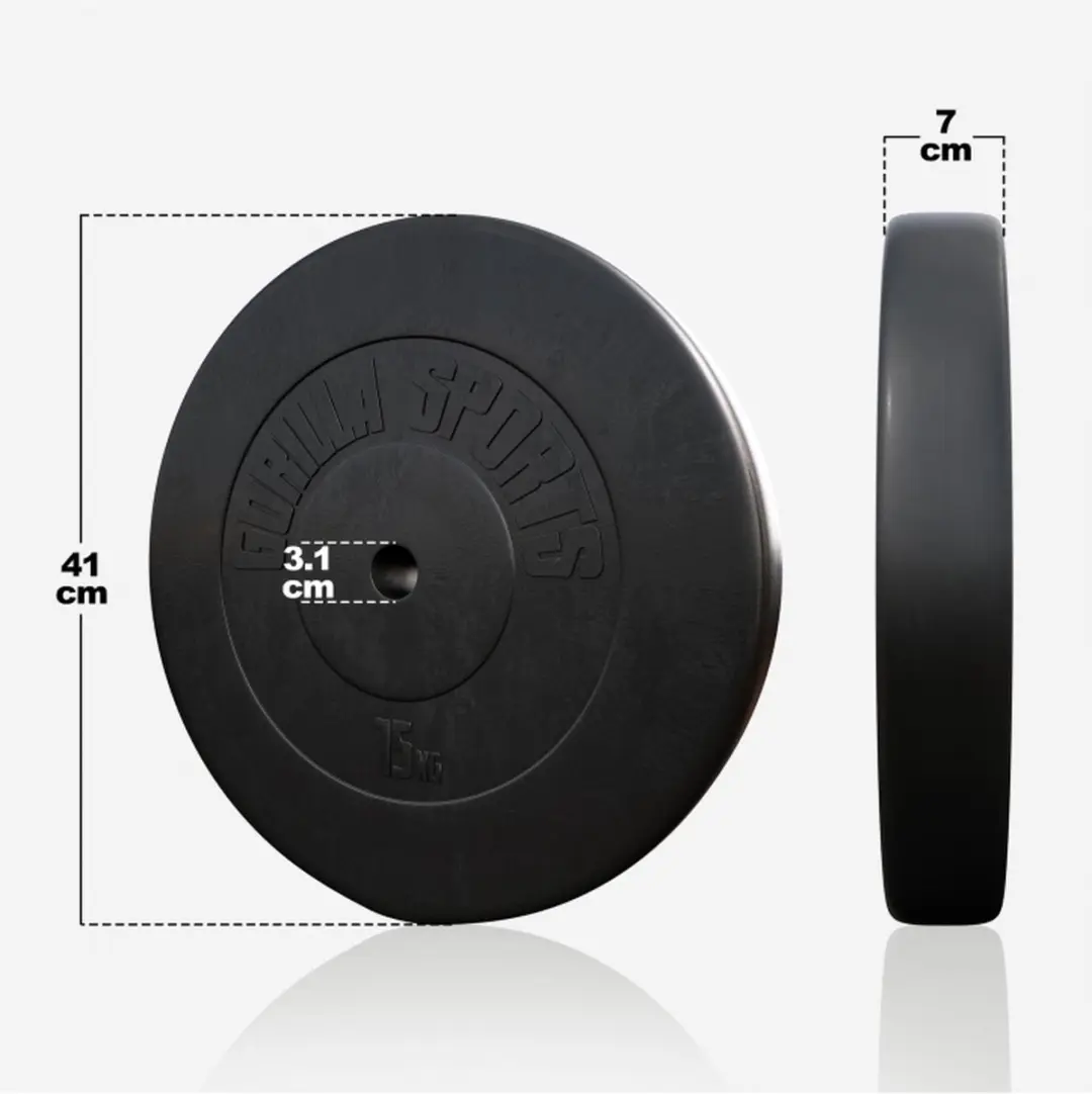 Gorilla Sports Halterschijf 30mm Kunststof 15kg - Zwart