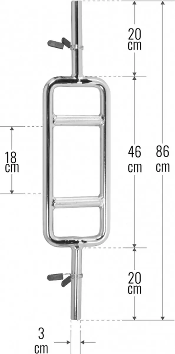 Gorilla Sports Triceps Trainer Halter 3 cm - 3 Grepen - Chroom