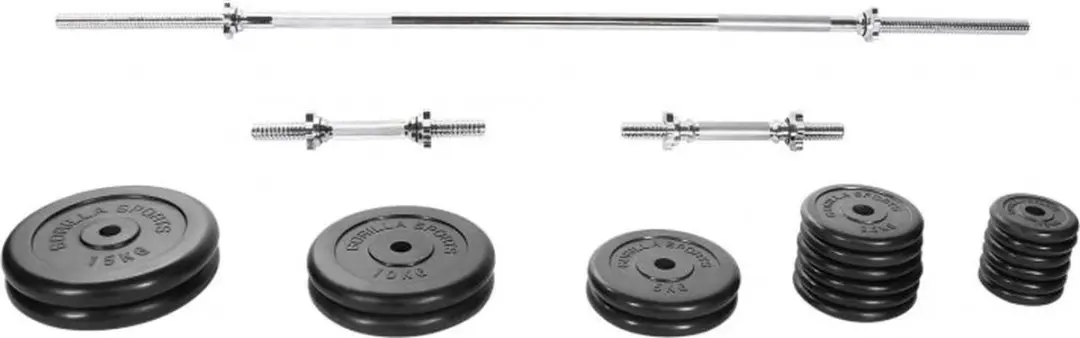 Gorilla Sports Halterset 100kg - Rubber - 27 Stuks