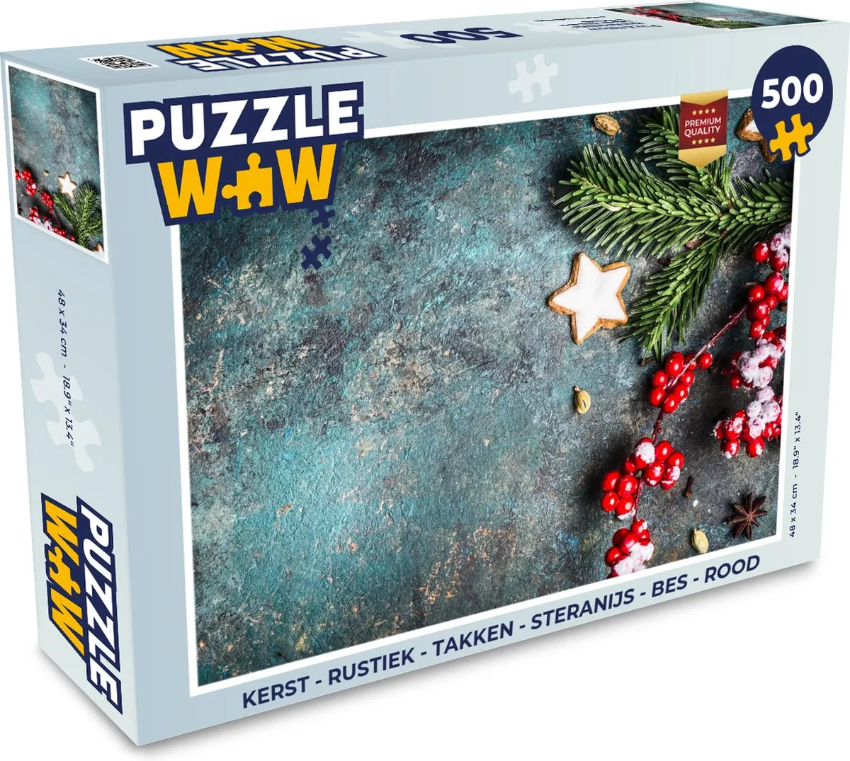 PuzzleWow Kerst Rustieke Takken Legpuzzel 500 Stuks - Multicolor