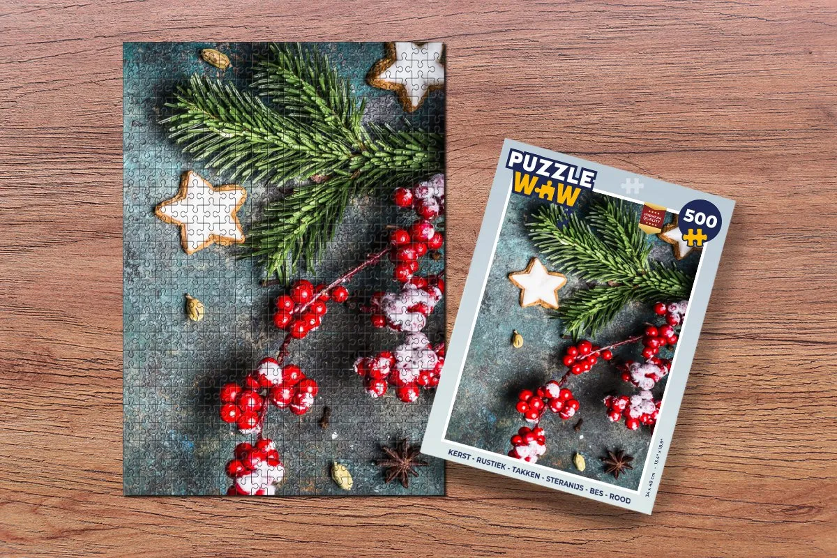 PuzzleWow Kerst Rustieke Takken Legpuzzel 500 Stuks - Multicolor