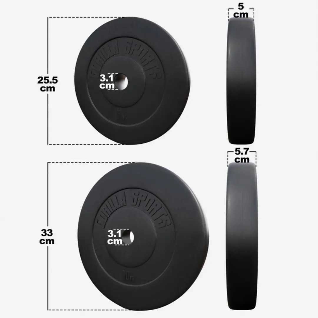 Gorilla Sports Halterschijven 30mm Bundel - 2x5kg & 2x10kg - Zwart