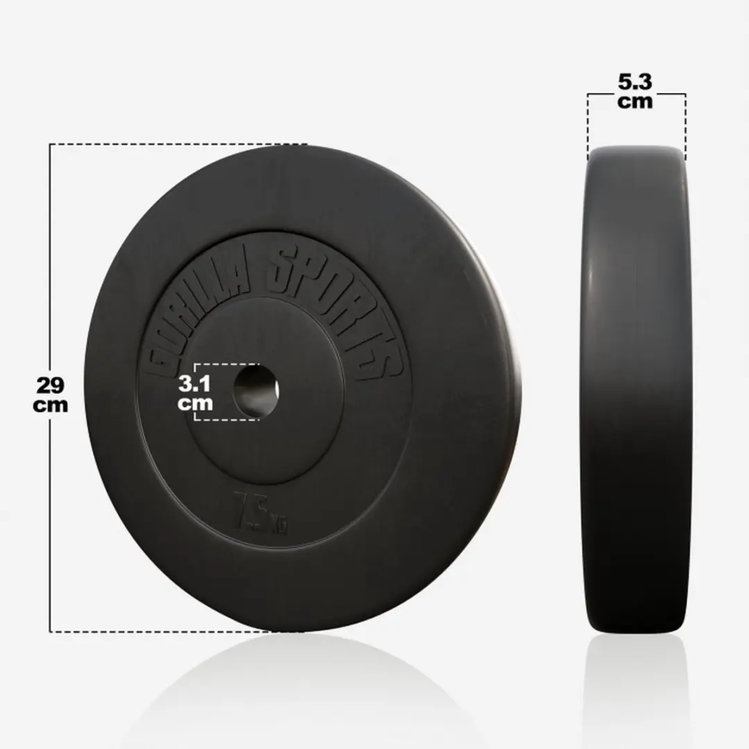 Gorilla Sports Halterschijven Set 30 kg - 4x7,5 kg - 30mm - Zwart