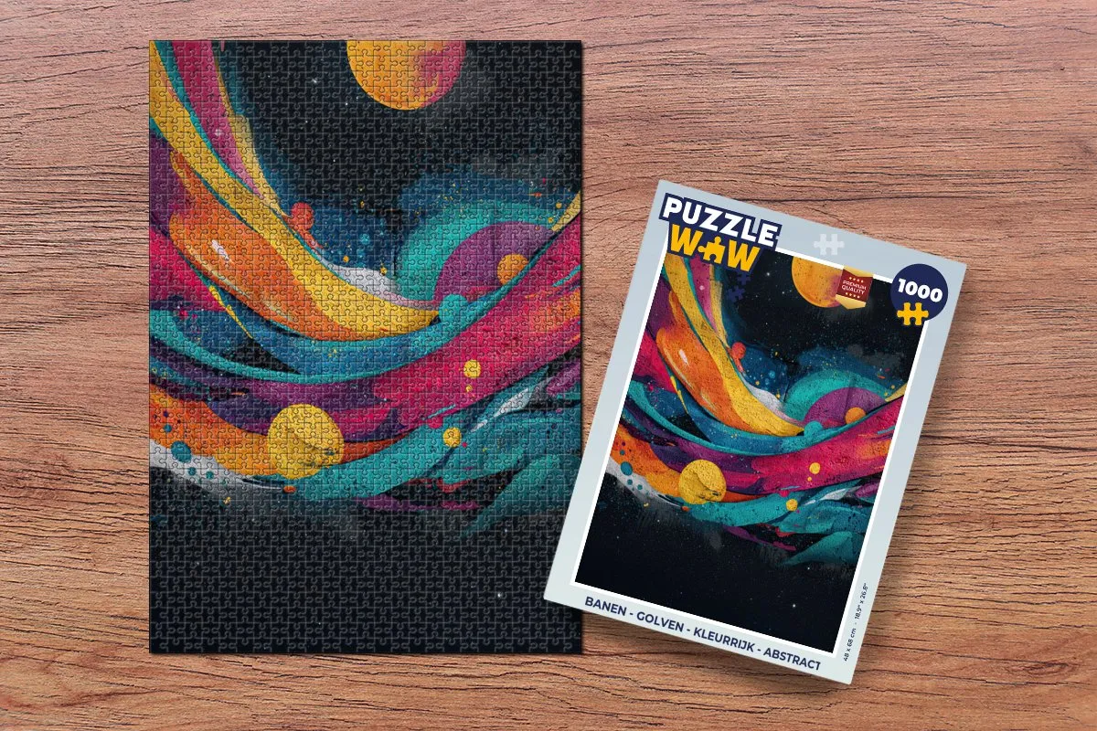 PuzzleWow Legpuzzel 1000 Stuks - Banen Golven Kleurrijk Abstract